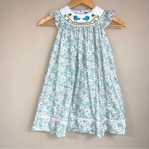 Lil Cactus Smocked Sundress Girl’s 5 Dress Blue Birds Floral Resort Beach Party